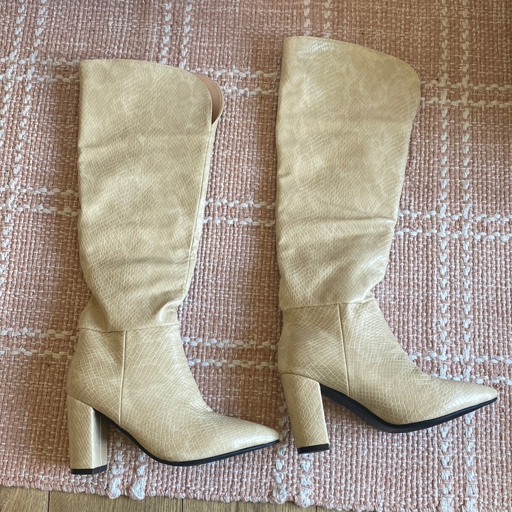 Brand new cream croco boots